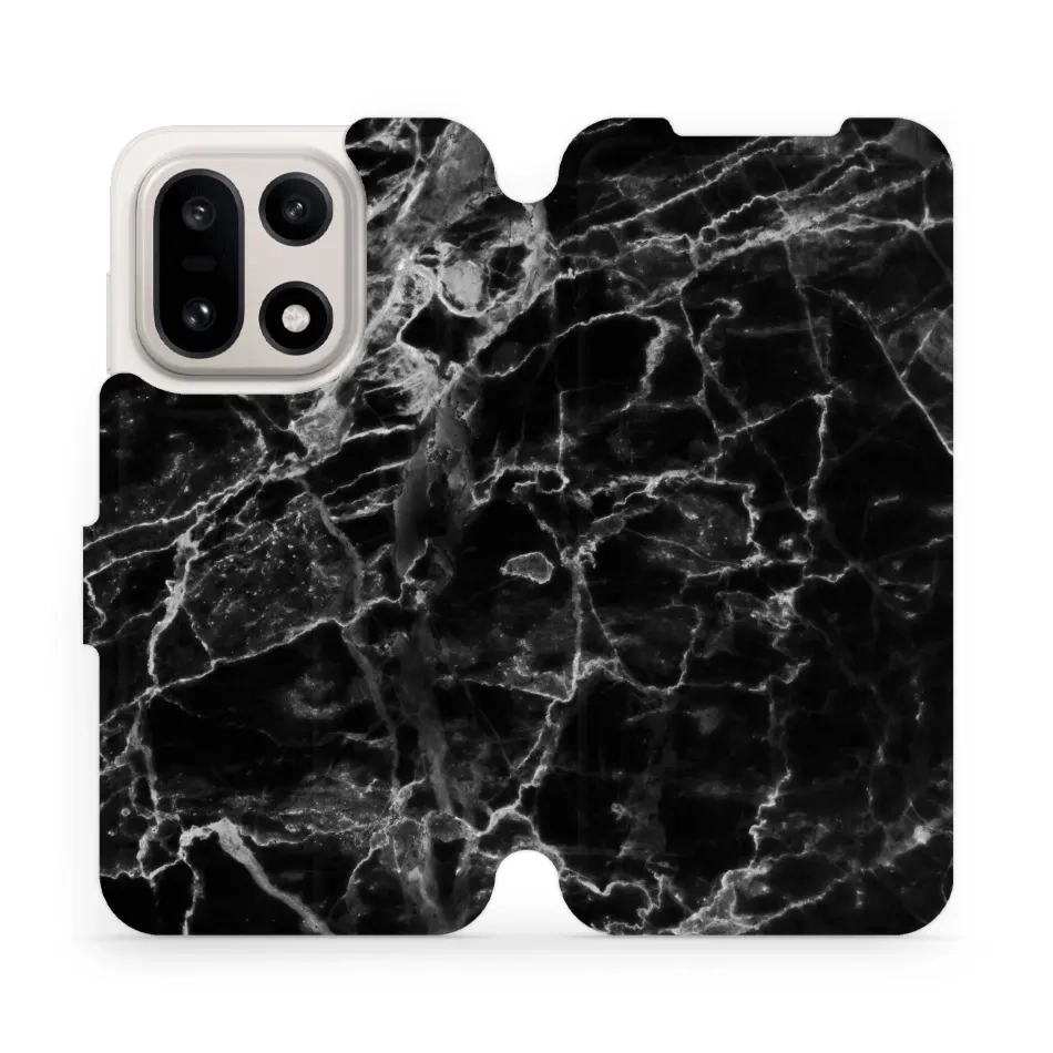 Etui z klapką do OnePlus 15, Mobiwear Book, czarny marmur