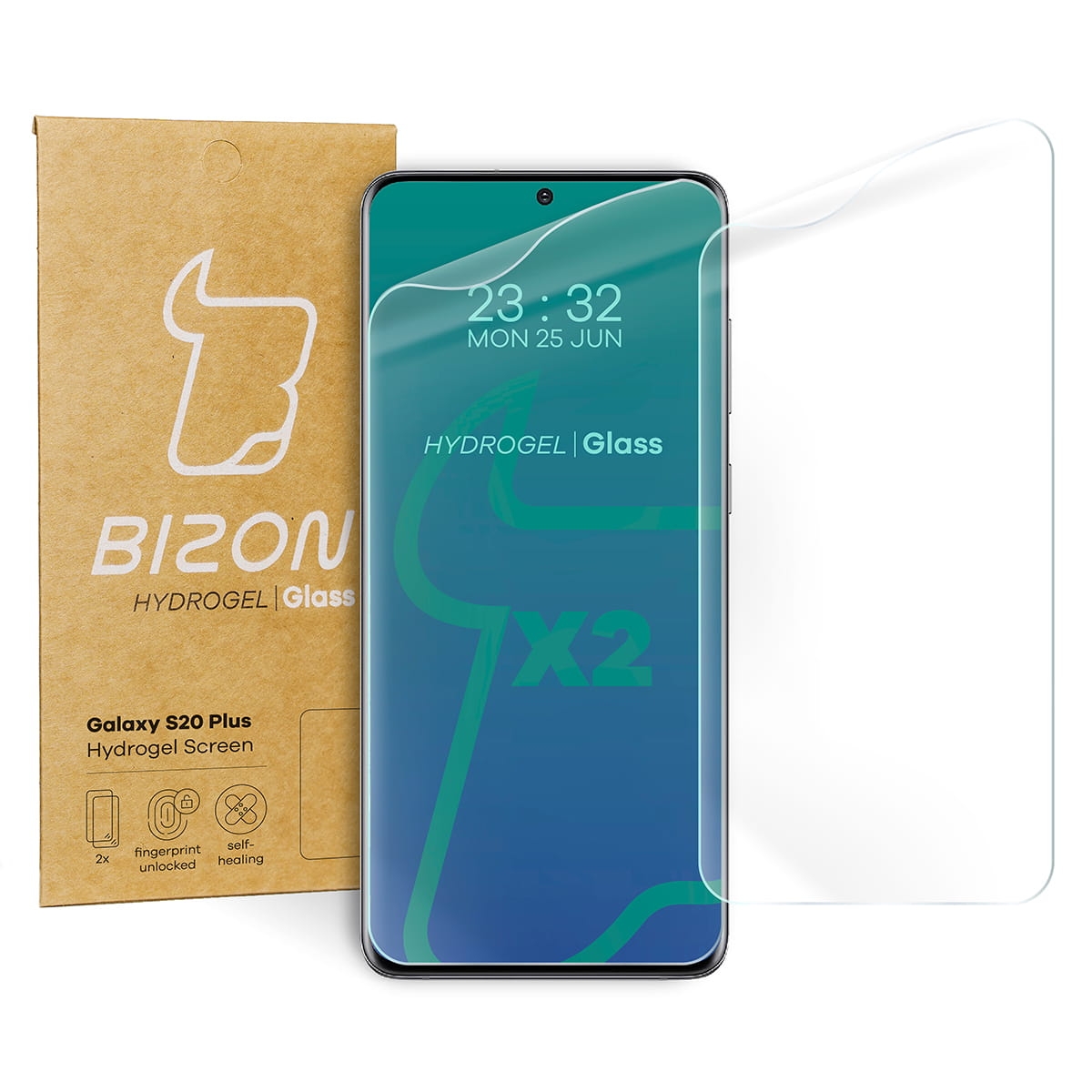 Image of Folia hydrożelowa na ekran Bizon Glass Hydrogel, Galaxy S20 Plus, 2 sztuki