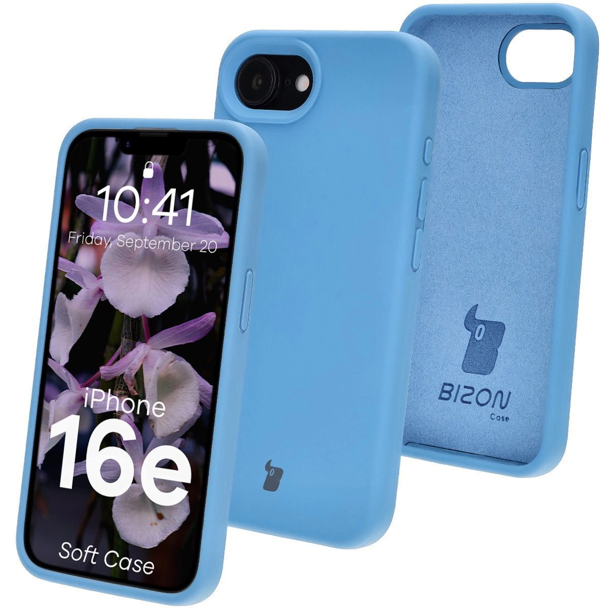 Silikonowe etui Bizon Soft Case do iPhone 17e / 16e, niebieskie