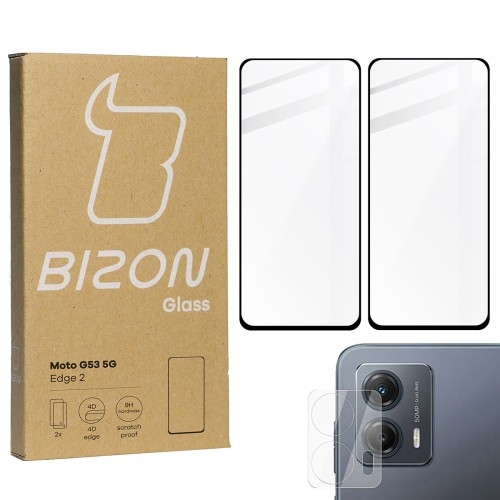Image of 2x Szkło + szybka na aparat BIZON Edge 2 do Moto G53 5G