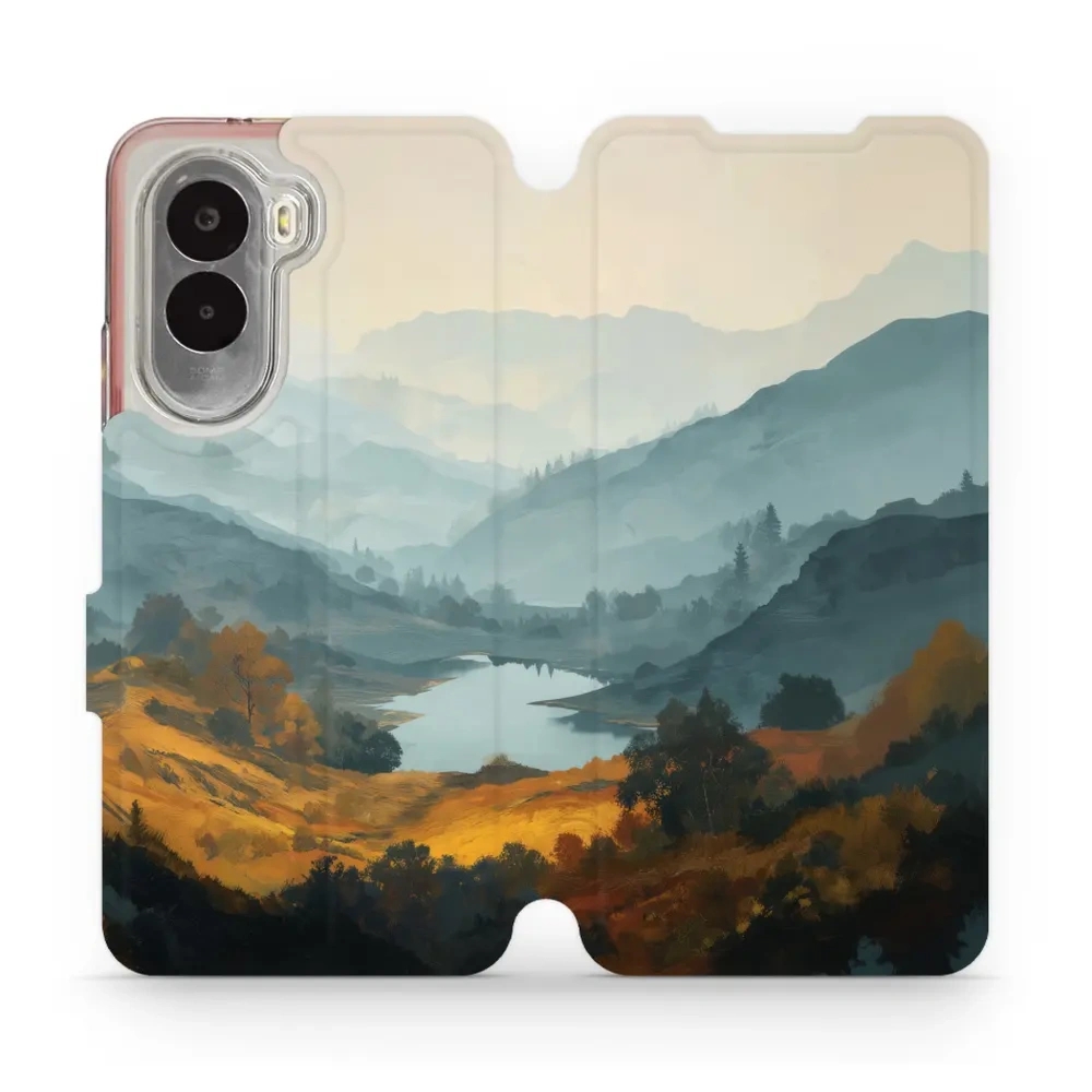 Etui z klapką do Xiaomi POCO M7 4G, Mobiwear Book, jezioro w dolinie