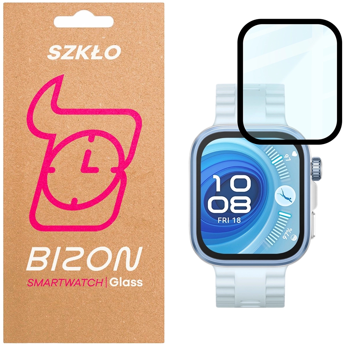 Szkło hybrydowe Bizon Watch Glass Edge Hybrid dla Huawei Watch Fit 4 Pro, czarne