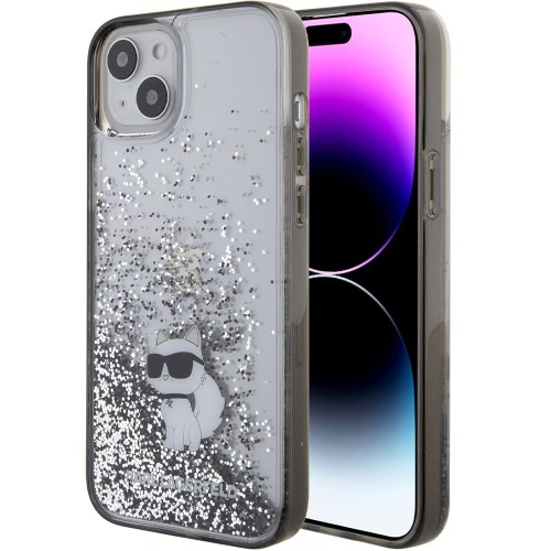 Image of Etui Karl Lagerfeld Hardcase Liquid Glitter Choupette do iPhone 15 Plus, przezroczyste