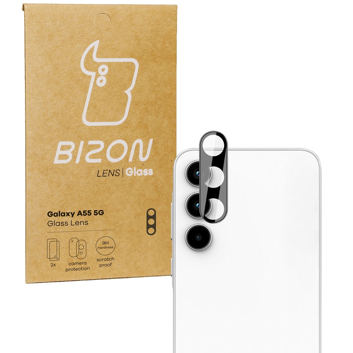 Szkło na aparat Bizon Glass Silk Lens do Galaxy A55 5G, 2 sztuki