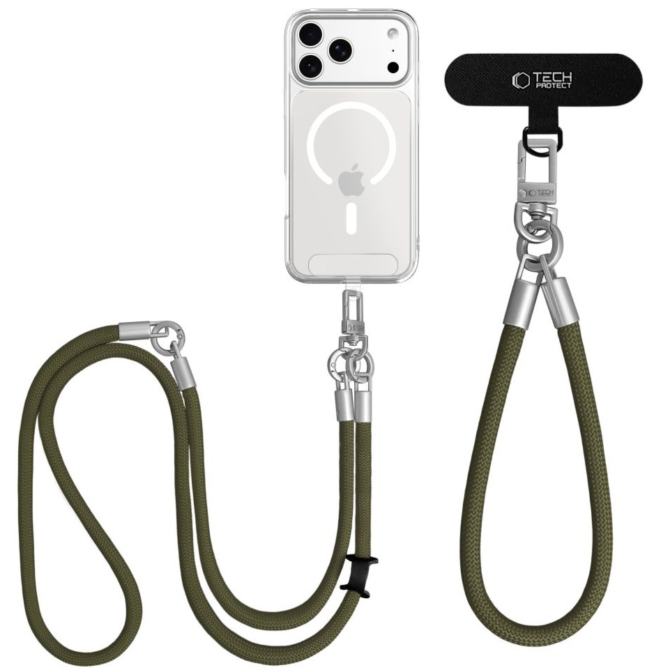 Uniwersalna smycz do telefonu, sznurek C10S Rope Crossbody & Wrist Tech Protect, ciemnozielona