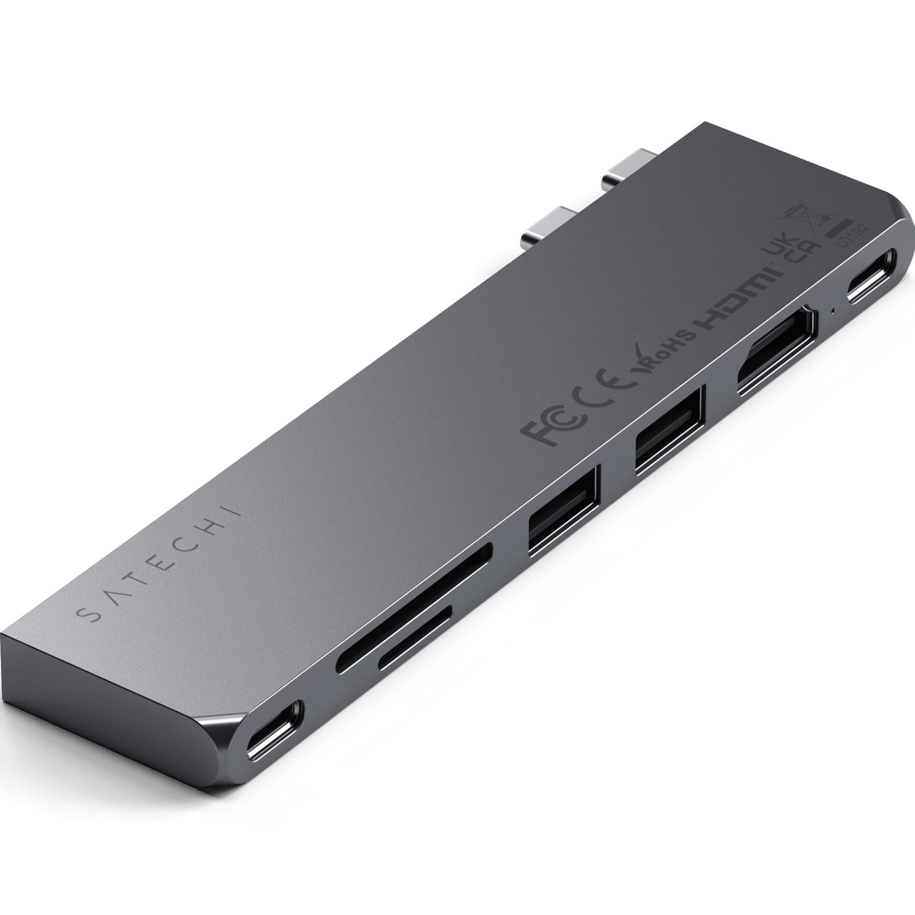 Image of Adapter, hub USB-C 6w1, Satechi Pro Hub Slim do MacBook Air / Pro, USB4 / USB-C / 2x USB-A / HDMI / SD, szary