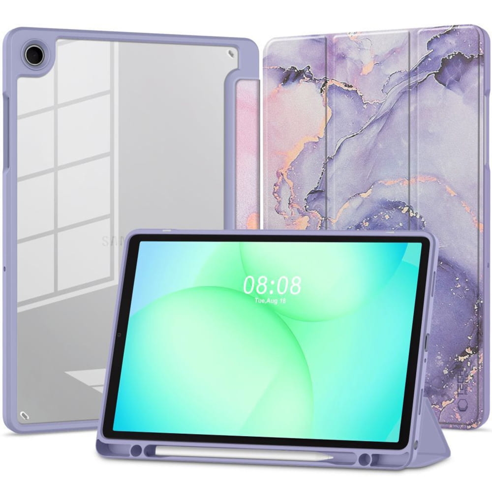 OUTLET: Etui z klapką Tech-Protect SC Pen Hybrid do Galaxy Tab A11 Plus / A9 Plus, fioletowe z marmurowym wzorem