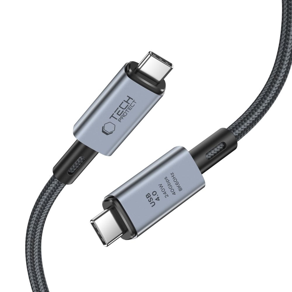 Image of Kabel Tech-Protect UltraBoost Max USB-C do USB-C 4.0 8K/60Hz, 240W PD TB4, 40Gbps, 1m, czarno-szary