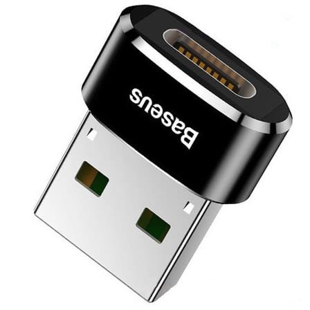 Image of Baseus Adapter Converter, mini przejściówka USB-A na USB-C 3A, czarna