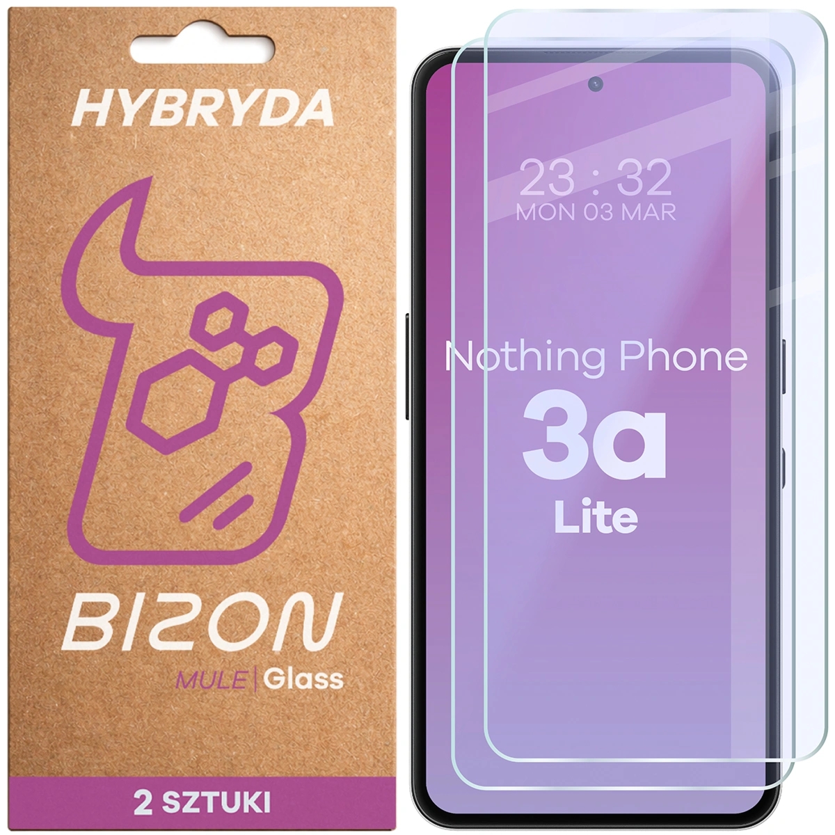 Elastyczne szkło hybrydowe Bizon Hybrid Mule Duo do Nothing Phone (3a) Lite, 2 sztuki