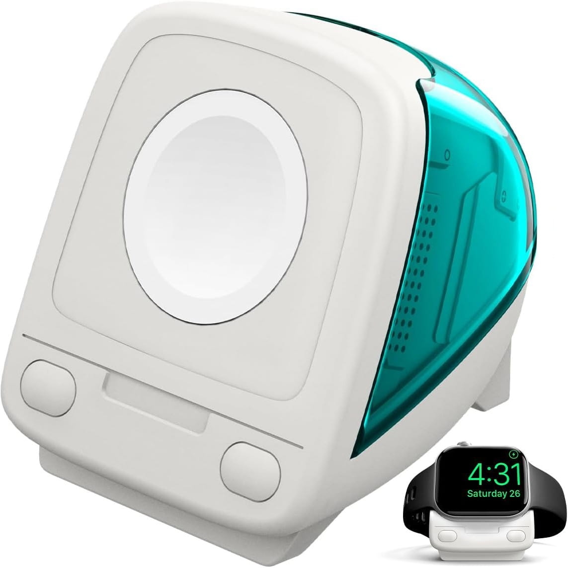 Image of Stacja dokująca, podstawka, stojak Spigen Classic C1 Stand do ładowarki Apple Watch, turkusowa