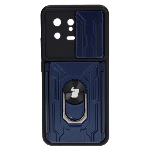 Image of Etui Bizon Case Camshield Card Slot Ring do Xiaomi 13, granatowe