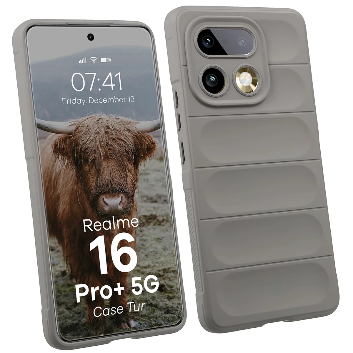 Pancerne etui Bizon Case Tur do Realme 16 Pro Plus 5G, jasnoszare