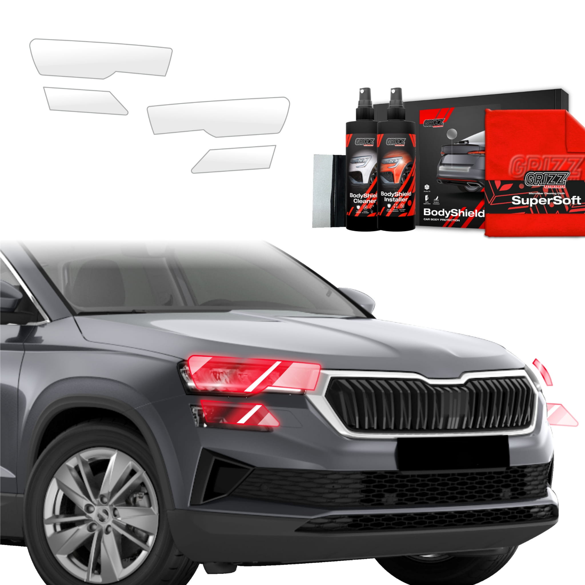 4w1 Folia ochronna Grizz Protector na lampy do Skoda Karoq (2022-2026)