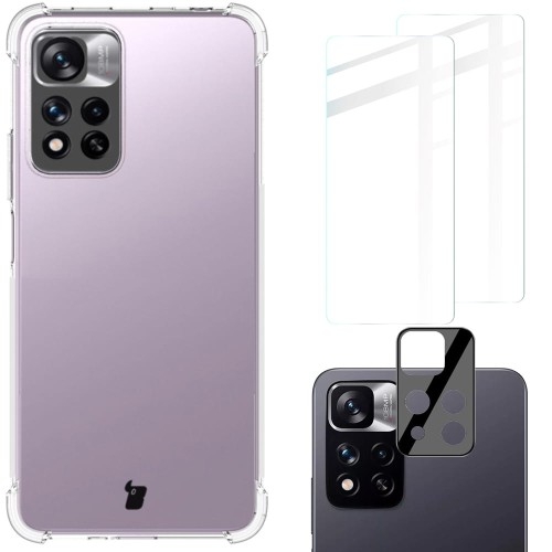 Image of Etui + 2x szkło + lens Bizon Case Clear Pack do Xiaomi Redmi Note 11 Pro+ 5G, przezroczyste