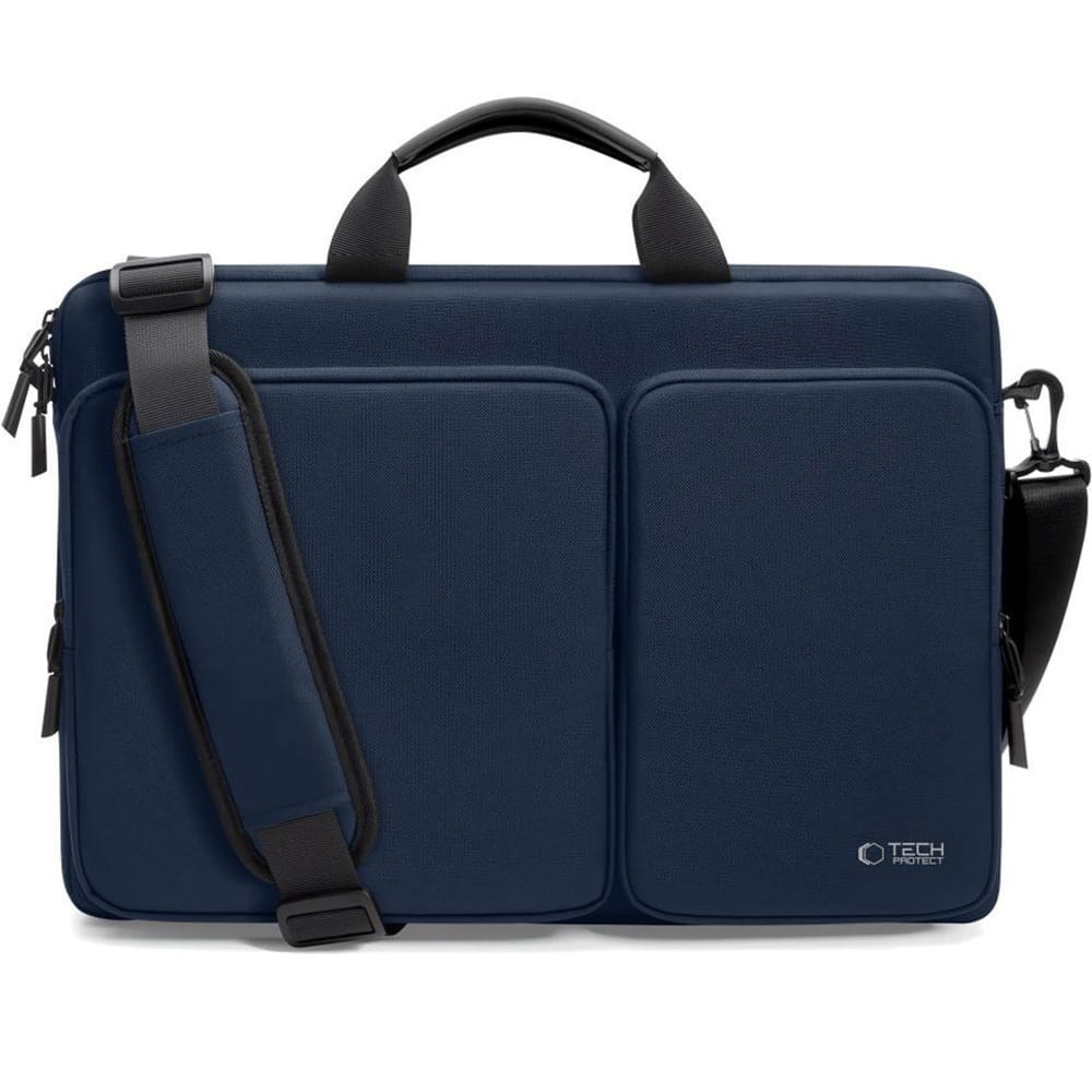 Image of Torba na laptopa 17" na ramię, Tech-Protect Defender Bag, granatowa