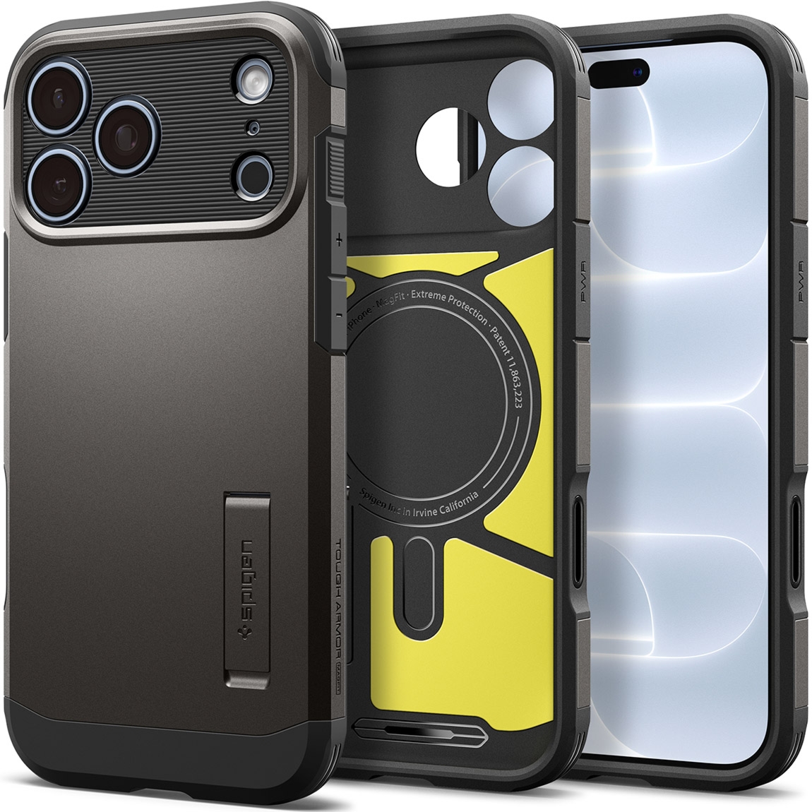 Etui Spigen Tough Armor T Mag (CC) do MagSafe do iPhone 18 Pro, szaro-czarne