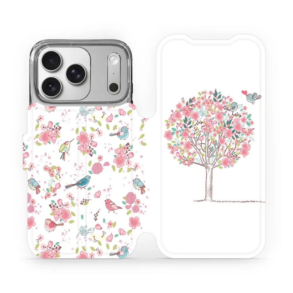 Etui z klapką do iPhone 17 Pro, Mobiwear Book, różowy gaj