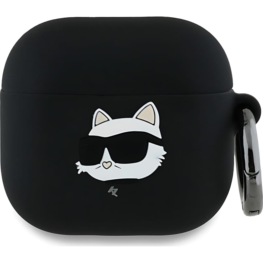 Image of Etui Karl Lagerfeld Silicone Choupette Head 3D Case AirPods 4, czarne