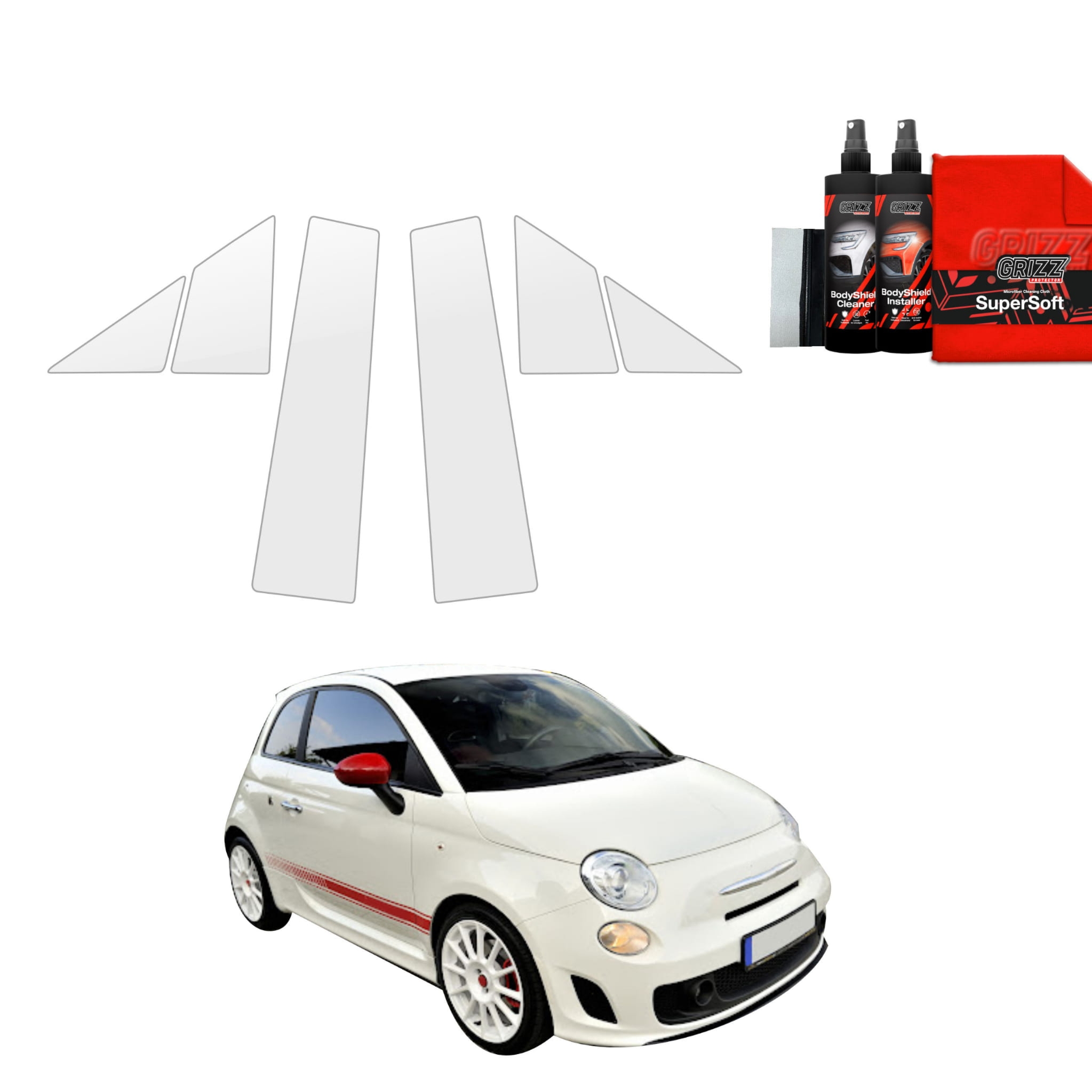 6w1 Folia ochronna na słupki Grizz Protector do Abarth 500 (2016-2023)
