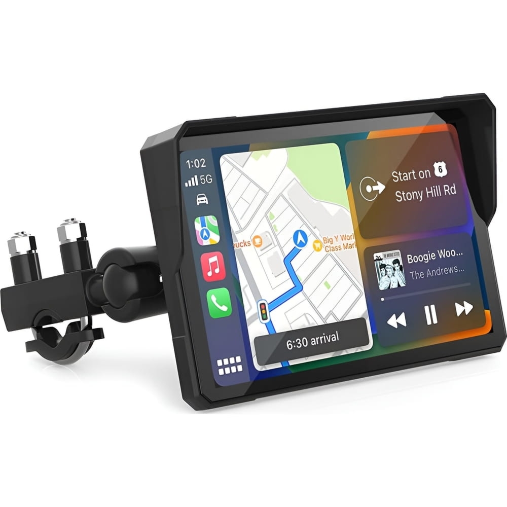 Ekran, stacja multimedialna na motocykl 7″ XENSO X7, CarPlay/Android Auto, czarny