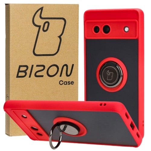 Image of Etui Bizon Case Hybrid Ring do Google Pixel 7A, czerwone