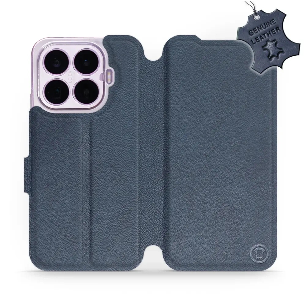 Etui z naturalnej skóry do Xiaomi 17T Pro, Mobiwear Leather, granatowe