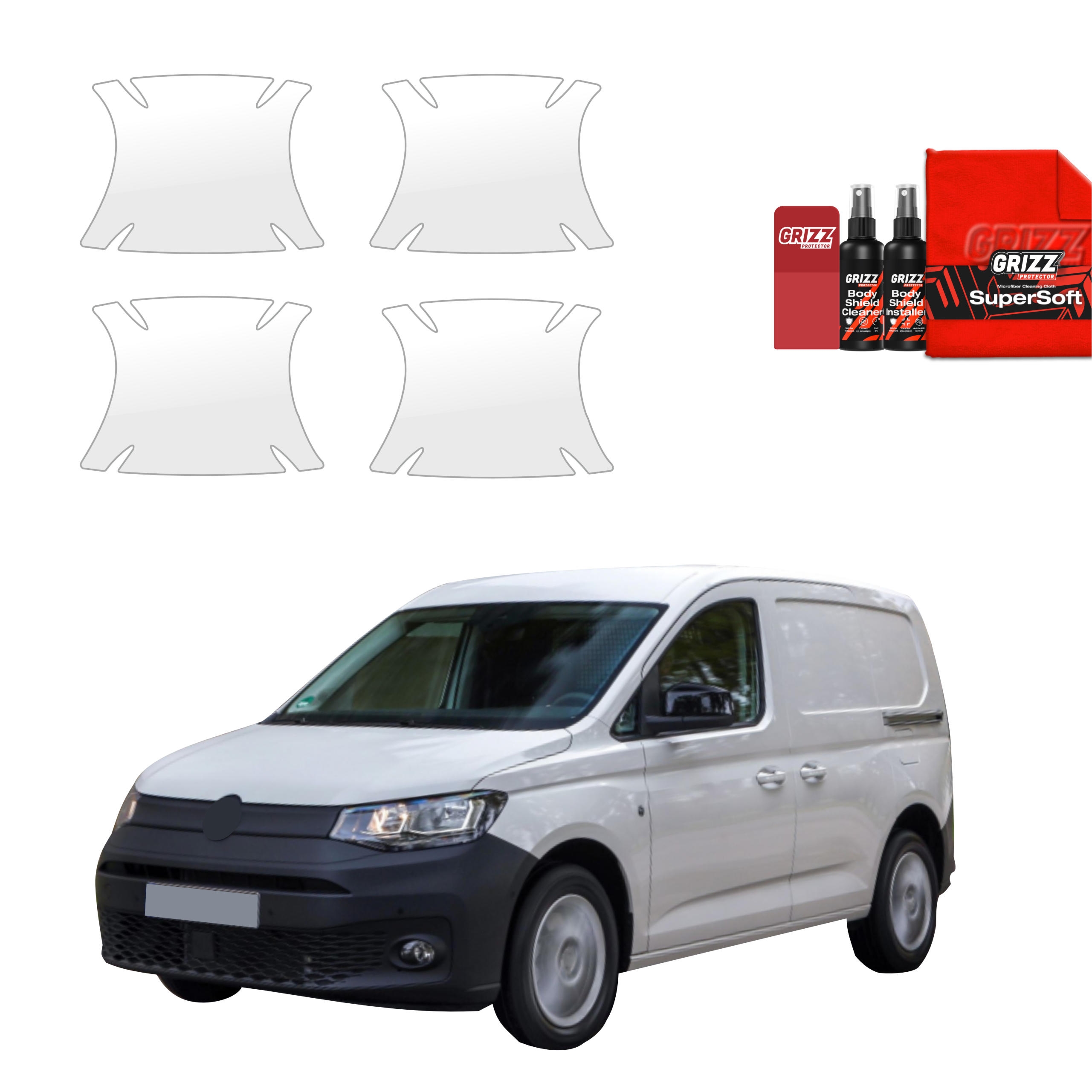 4w1 Bezbarwna folia ochronna Grizz Protector pod klamki Volkswagen Caddy Cargo (2020-2026)