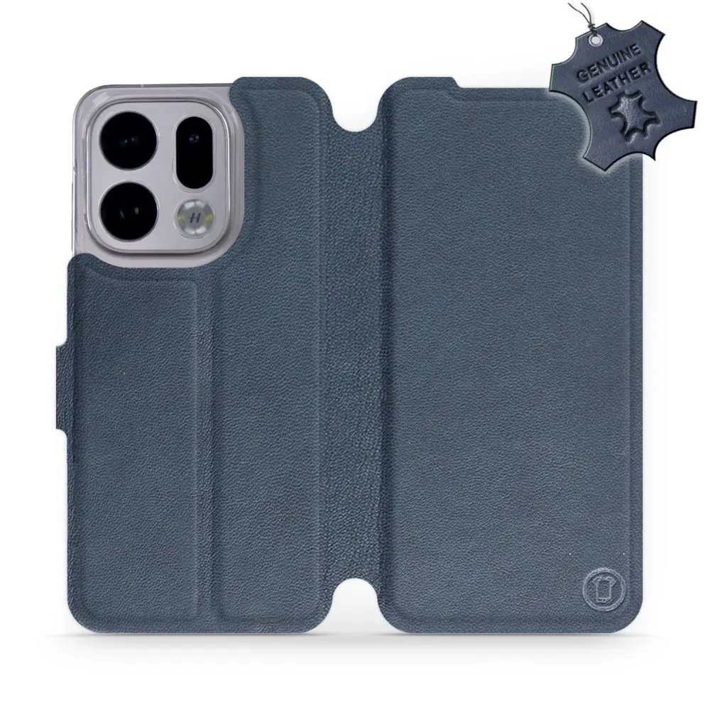 Etui z naturalnej skóry do Oppo Find X9, Mobiwear Leather, granatowe