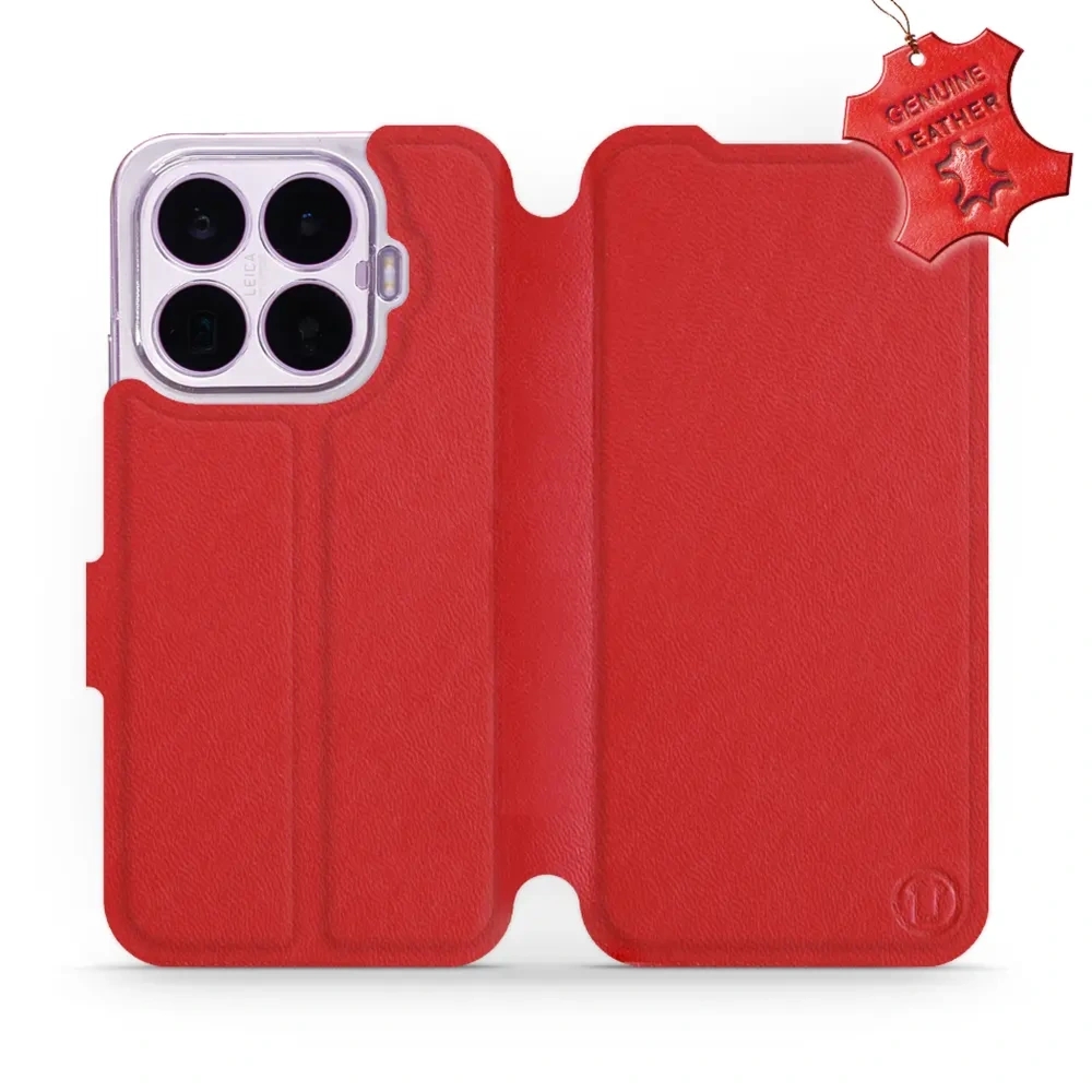 Etui z naturalnej skóry do Xiaomi 17T, Mobiwear Leather, czerwone