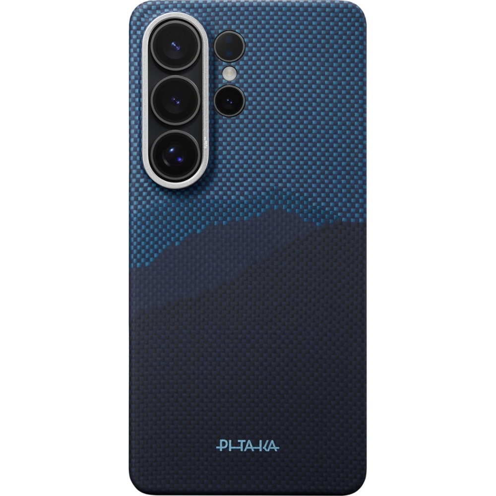 Etui aramidowe z programowalnymi przyciskami Pitaka Edge Case do Galaxy S26 Ultra, do MagSafe, Aaron Button, niebiesko-czarne
