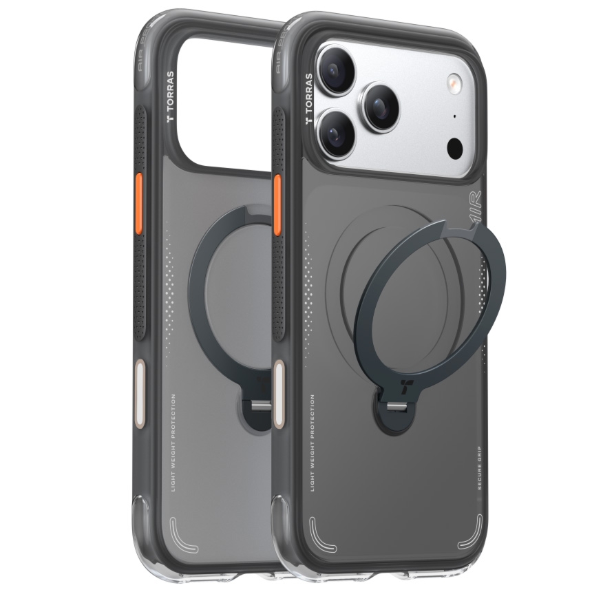 Etui z obrotową podstawką 360° Torras Ostand Q3 Air do MagSafe do iPhone 17 Pro Max, czarne