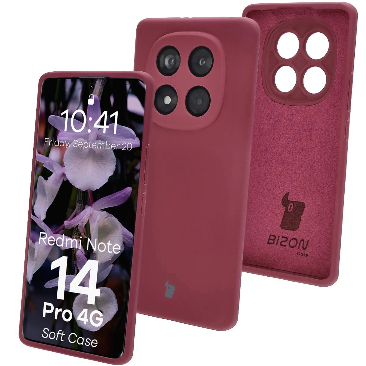 Silikonowe etui Bizon Soft Case do Xiaomi Redmi Note 14 Pro 4G, ciemnofioletowe