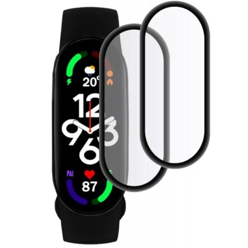 Image of Szkło hybrydowe Hofi Hybrid Pro+ 2pack Xiaomi Mi Smart Band 7, czarna ramka