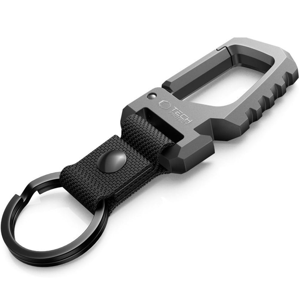 Image of Brelok do kluczy, Tech-Protect Slidelock Carabiner Keychain Gunmetal, z karabińczykiem i otwieraczem butelek, czarny