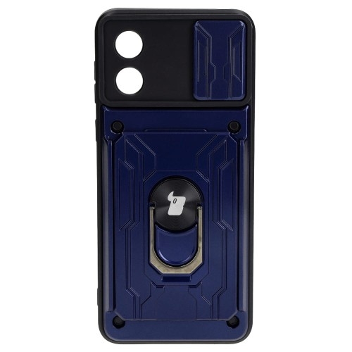 Image of Etui Bizon Case Camshield Card Slot Ring do Motorola Moto E13 5G, granatowe