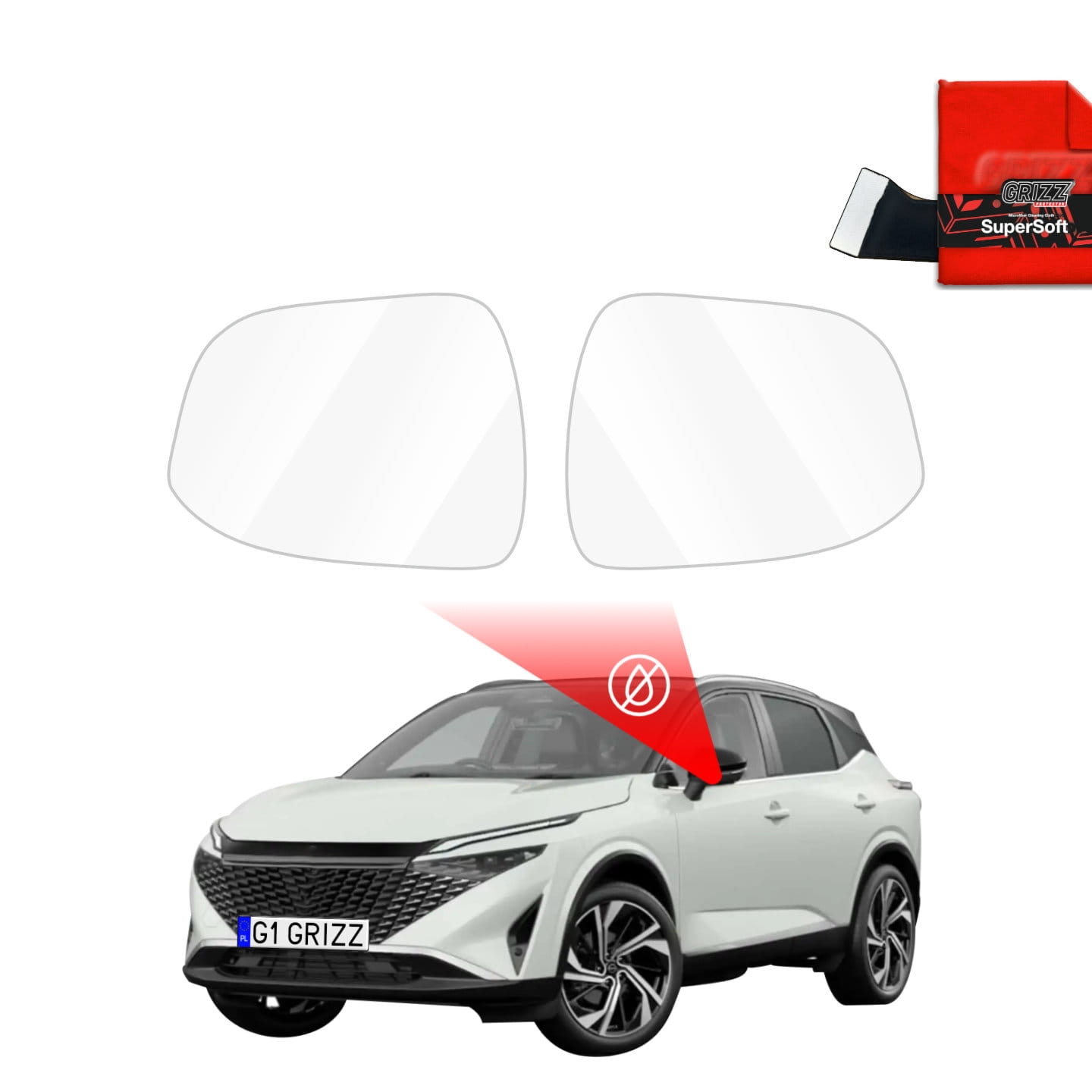 Folia przeciwdeszczowa Grizz Protector na lusterka do Nissan Qashqai 3 Facelift (2024-2026)