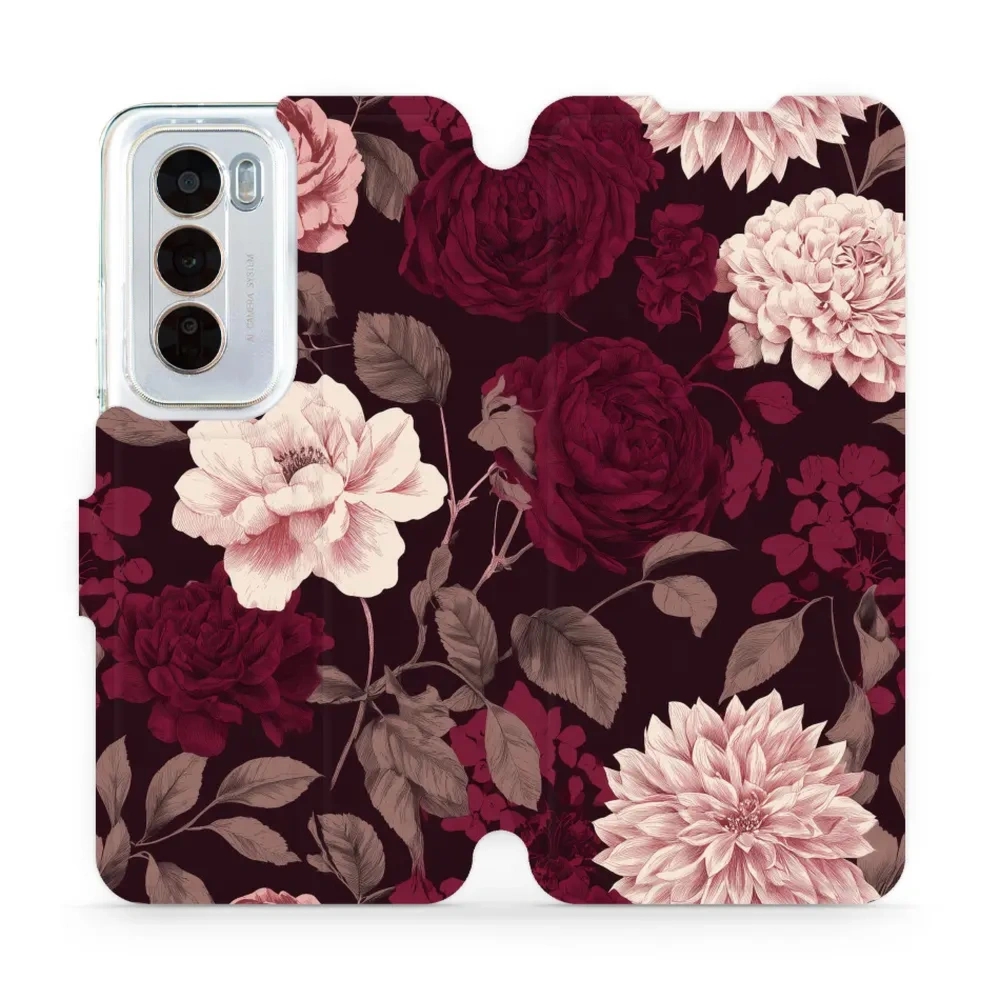 Etui z klapką do OPPO Reno12 Pro, Mobiwear Book, wino i dalie