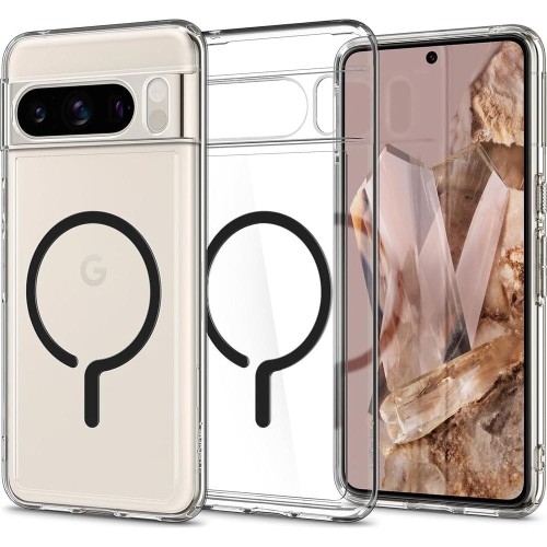 Image of Etui Spigen Ultra Hybrid OneTap Metal Ring do Pixel 8 Pro, przezroczysto-czarne