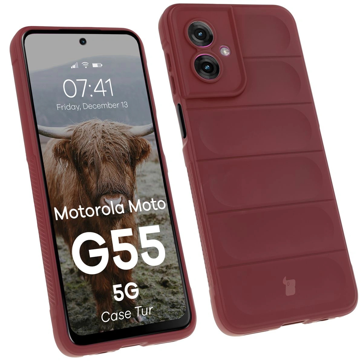 Image of Pancerne etui Bizon Case Tur do Motorola Moto G55 5G, burgundowe