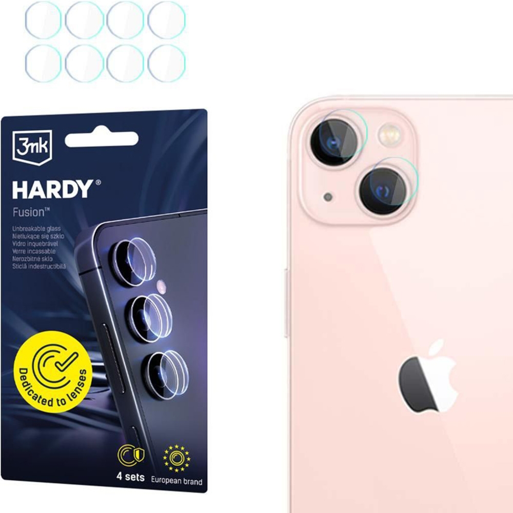 4x Szkło hybrydowe na soczewki aparatu, 3mk Hardy Fusion Lens Protection do iPhone 14