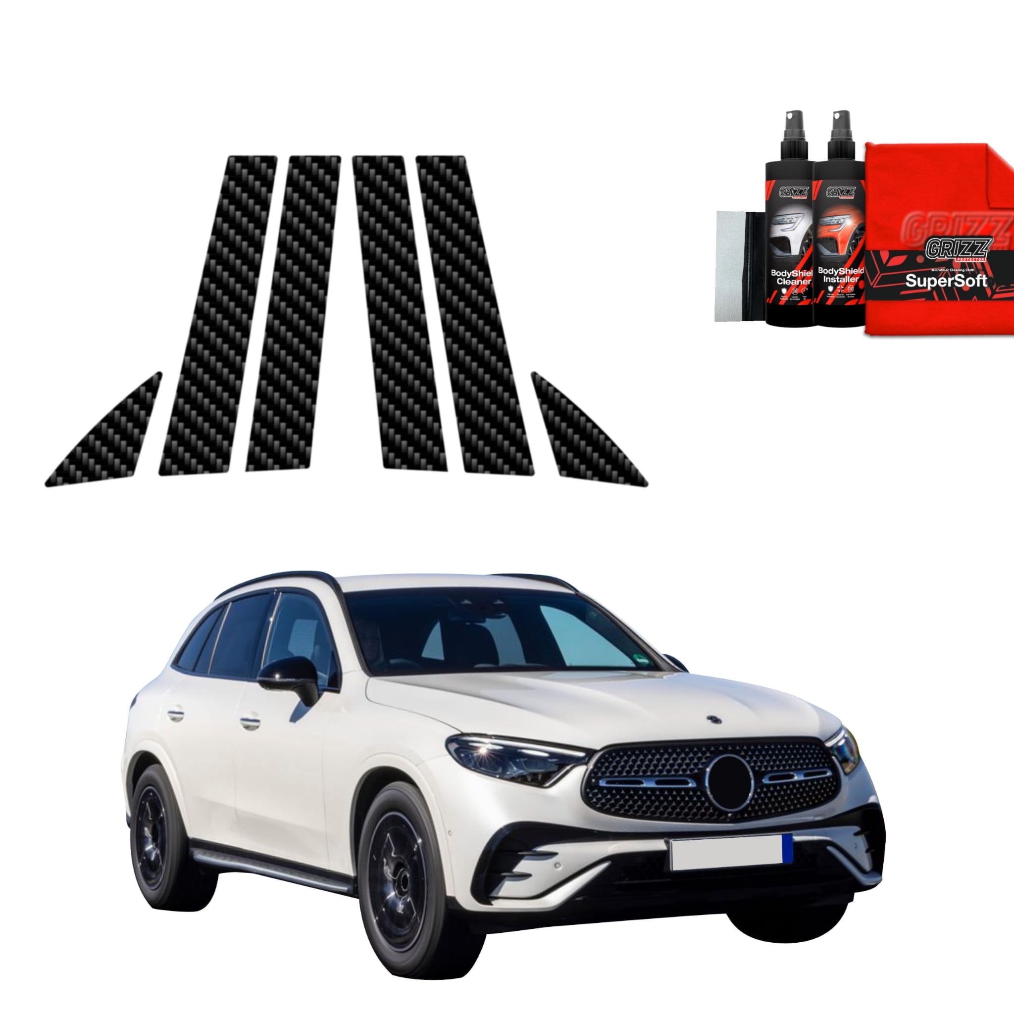 6w1 Folia karbonowa Grizz Protector na słupki do Mercedes-Benz GLC C254 (2023-2026)