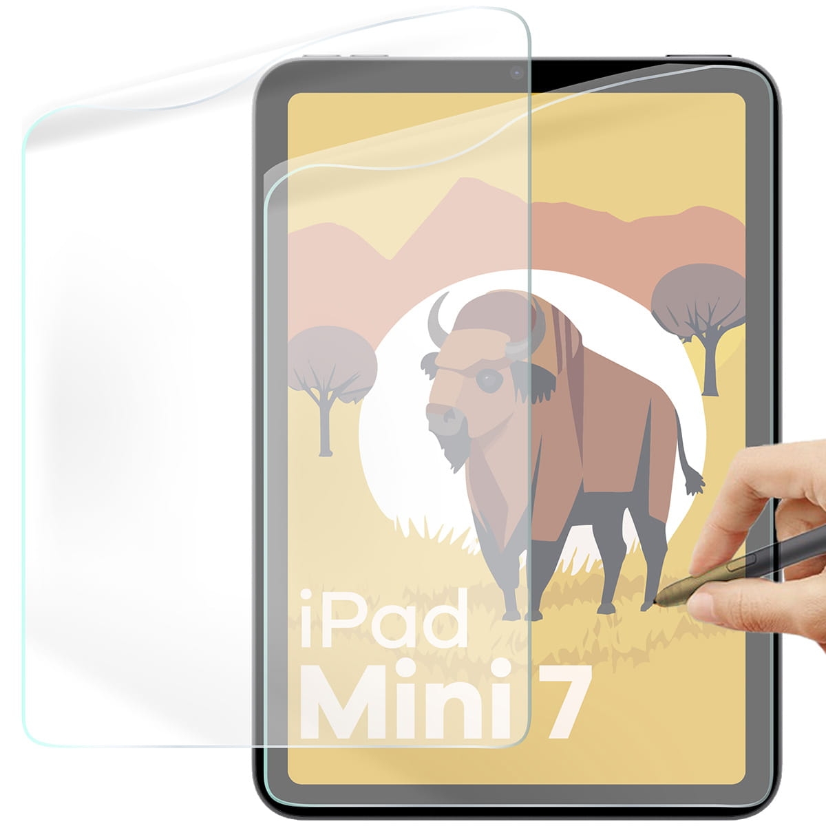 Image of Folia imitująca papier Bizon Film Tab Papirus do iPad Mini 7 gen. 2024 / iPad Mini 6 gen. 2021, 2 sztuki
