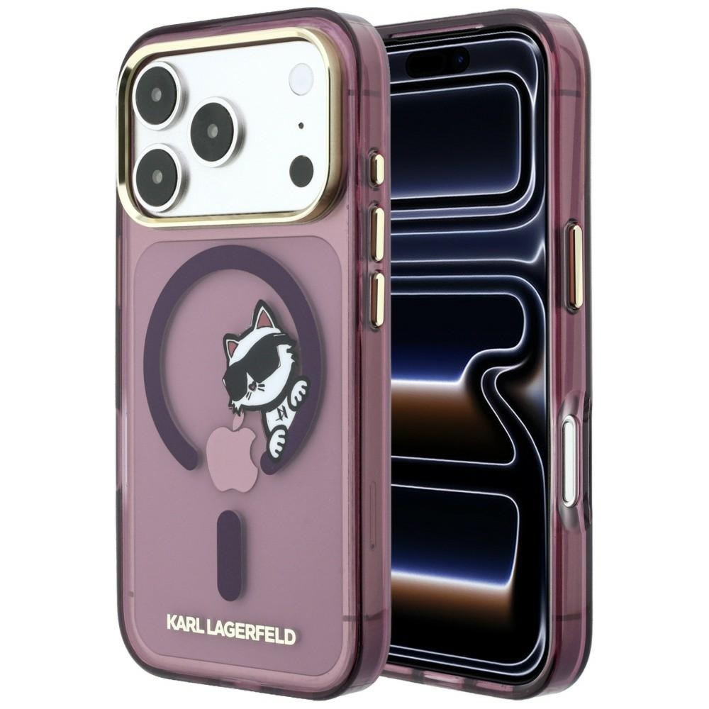 Etui Karl Lagerfeld Peekaboo Logo do MagSafe do iPhone 18 Pro Max / 17 Pro Max, burgundowe
