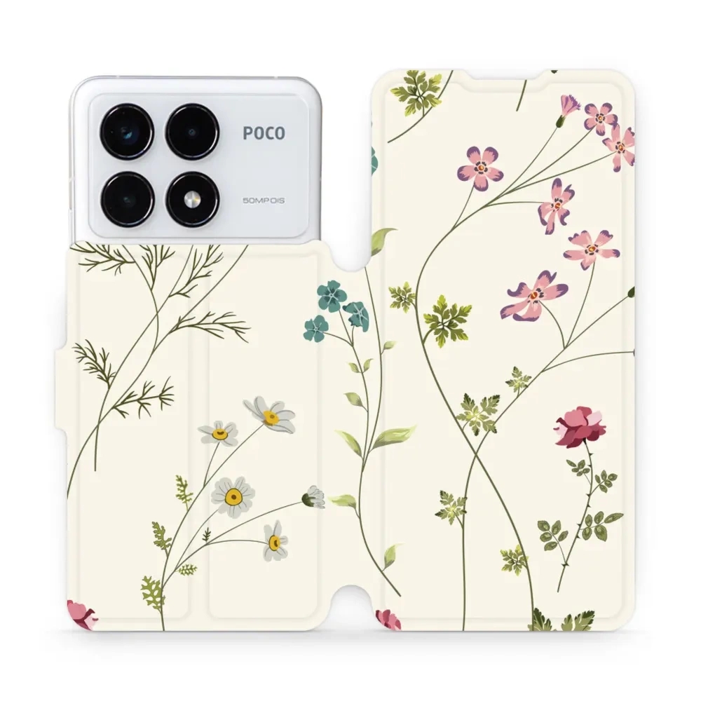 Etui z klapką do Xiaomi Poco F6 Pro, Mobiwear Book, polne kwiaty