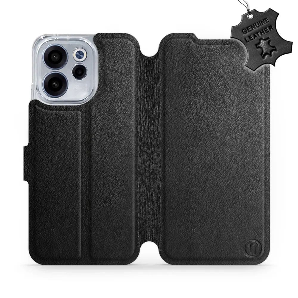 Etui z naturalnej skóry do Oppo Reno 15 F, Mobiwear Leather, czarne