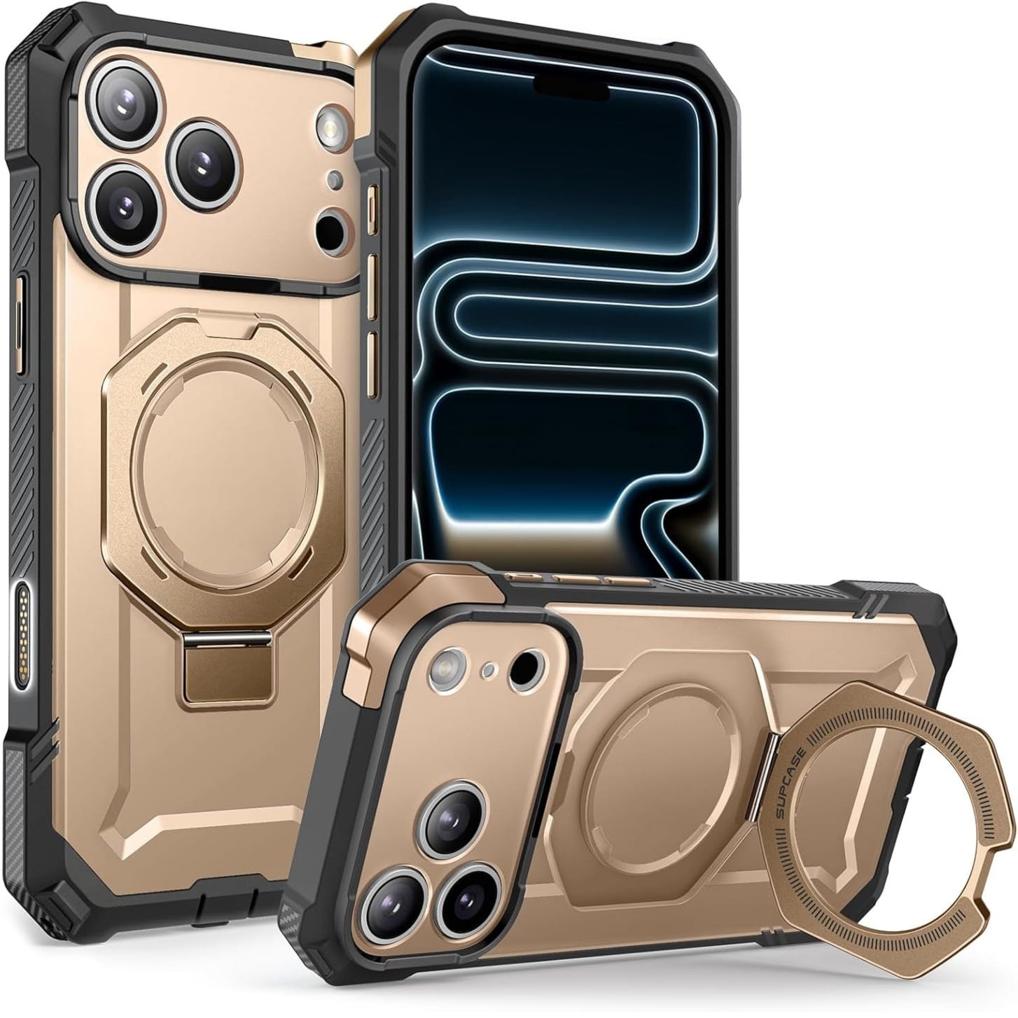 OUTLET: Etui pancerne Supcase UB Grip Mag do MagSafe (CC) do iPhone 17 Pro, szaro-złote