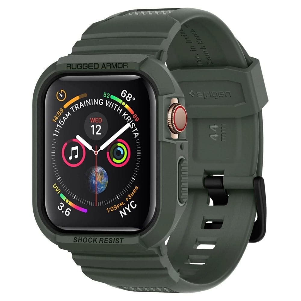 OUTLET: Etui z paskiem Spigen Rugged Armor Pro do Apple Watch 45 / 44 mm, zielone