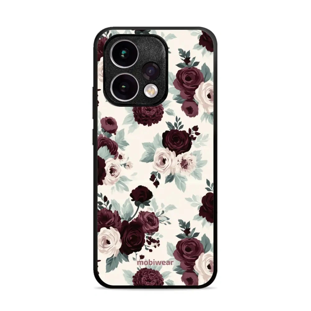 Etui ochronne do OPPO Reno15, Mobiwear Glossy Case, róże z szałwią na kremie