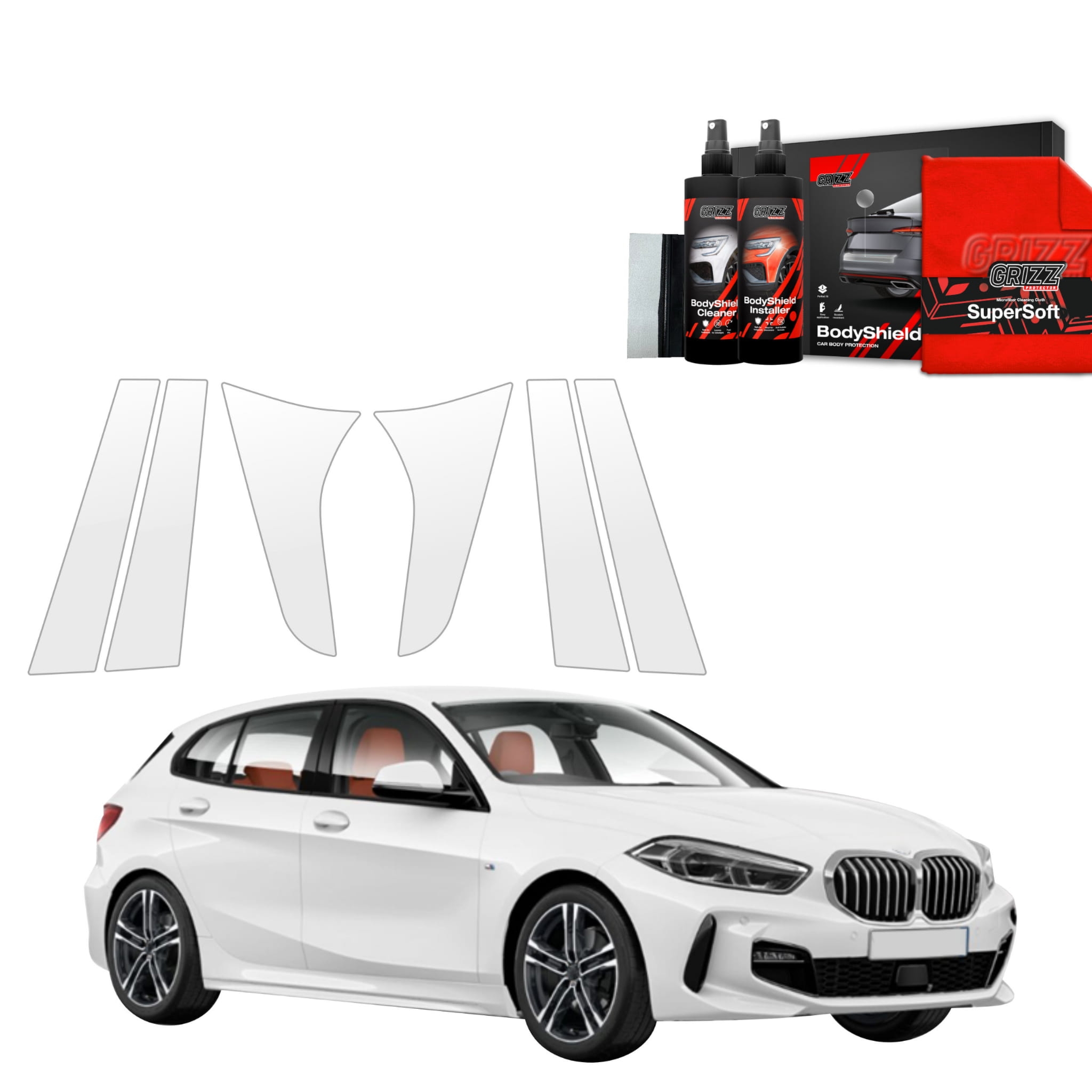 6w1 Folia ochronna Grizz Protector na słupki do BMW 1 118i (2020-2026)